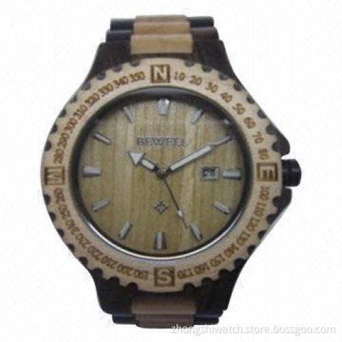 Colorful Wooden Wristwatch with Maple Sandalwood Case, Japan Movement, Various Colors are Available